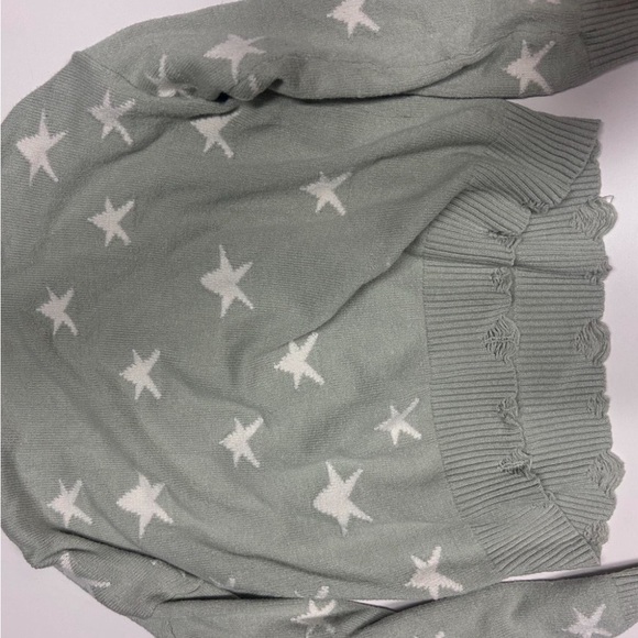 Rock n Rags Green Star fuzzy sweater, size medium, tagged UO for exposure - Picture 4 of 4